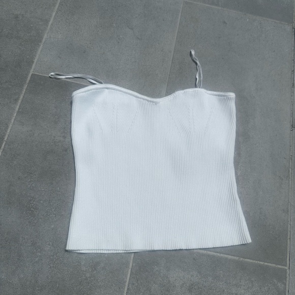 White Ribbed Women's Top - Picture 2 of 5